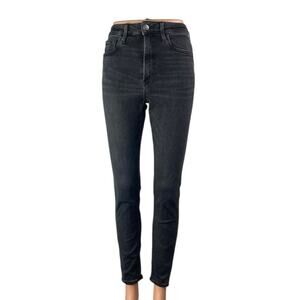 H&M Women's Black High Waisted Button Zip Slim Fit Skinny Denim Jeans Pants Sz S